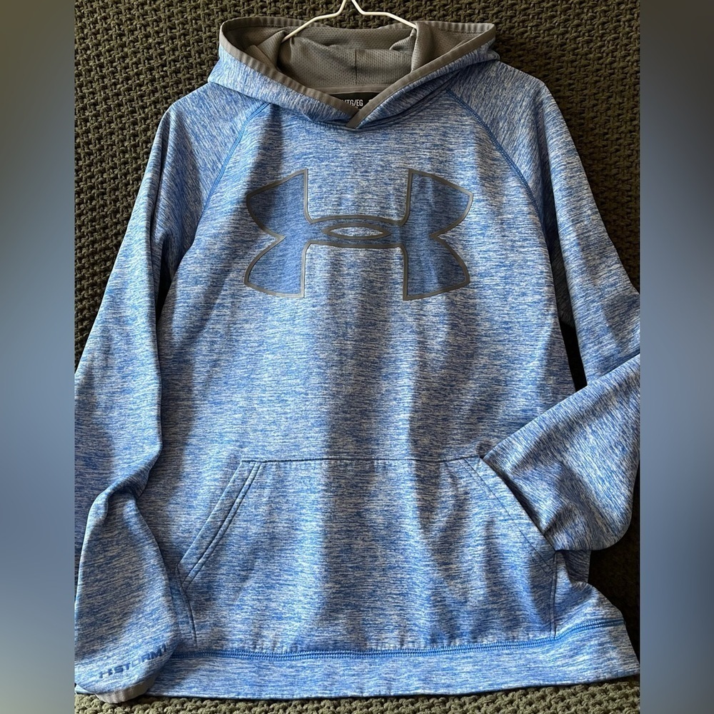Under Armour Boy’s Blue Hoodie ‘Cold Gear’ Loose Fit, Front Pocket; Size YXL - Picture 3 of 11